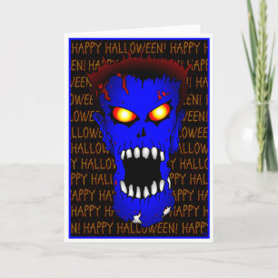 Blue ZOMBIE Halloween cards