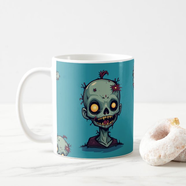 Blue zombie motive coffee mug (With Donut)