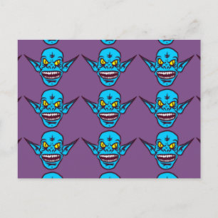 blue zombie troll demon postcard