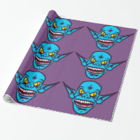 blue zombie troll demon wrapping paper