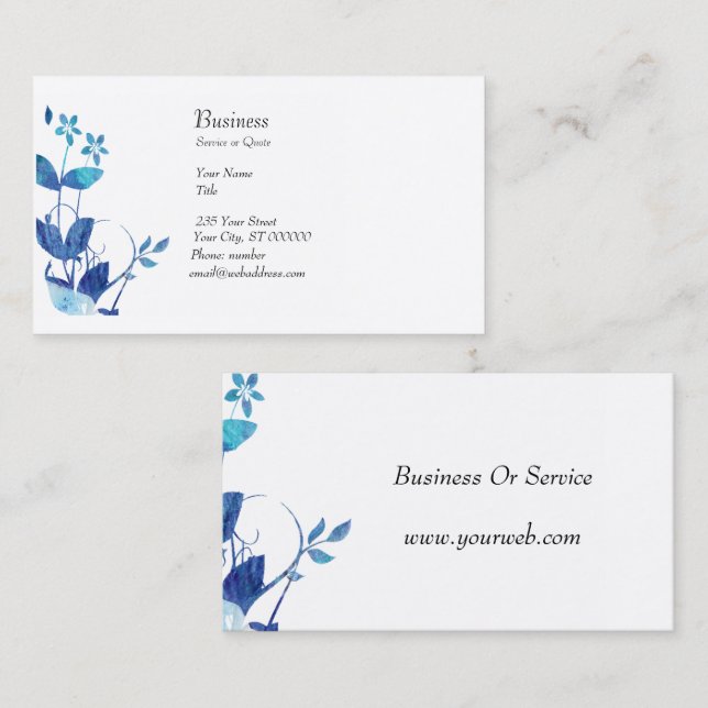 Blueattitude Cute Artistic Moder Watercolor Floral Business Card (Front/Back)