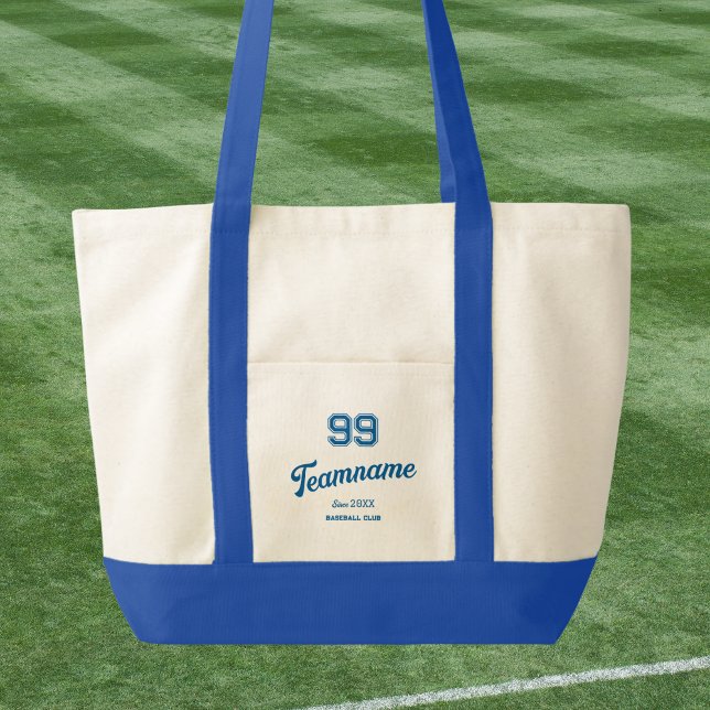 BlueBaseball Club Custom Player Number & Team Name Tote Bag (Creator Uploaded)