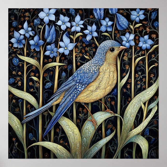 Bluebell Bird Painting Art Print (Front)