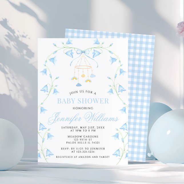Bluebell Blue Spring Flower Baby Boy Shower Invitation (Creator Uploaded)
