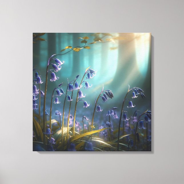 Bluebell Enchantment: Forest Light Ballet Canvas Print (Front)