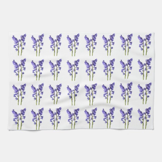 Bluebell Fabric Pattern. Tea Towel (Horizontal)