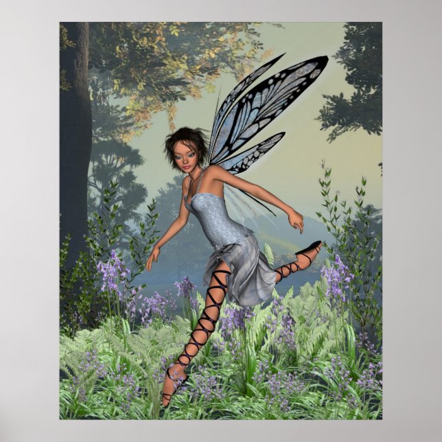 Bluebell Fairy in Spring Woodland Poster (Front)