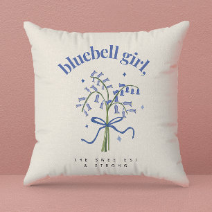 Bluebell Flower Watercolor Illustration Cushion