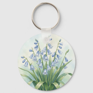 Bluebell Flowers Botanical Watercolor Key Ring