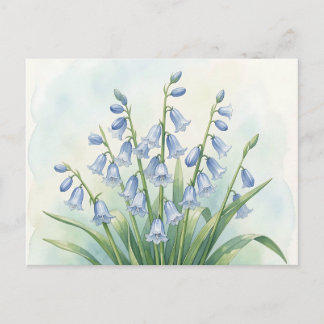 Bluebell Flowers Botanical Watercolor Postcard