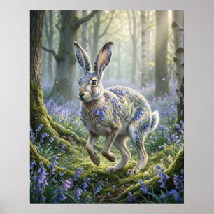 Bluebell Hare Spring Mist Poster