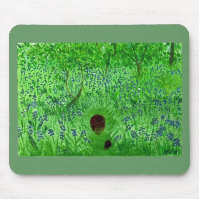 Bluebell Hedgehogs Woodland Mouse Mat (Front)