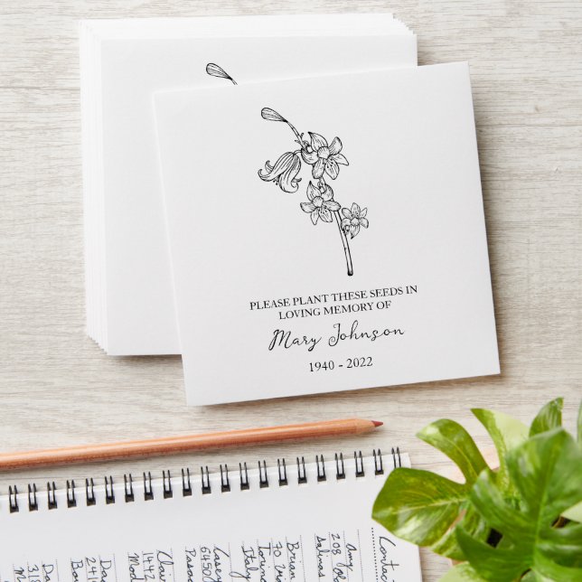 Bluebell Memorial Funeral Seed Envelope (Stacked)