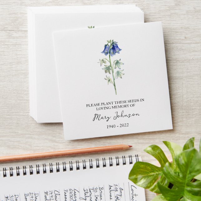 Bluebell Memorial Funeral Seed Envelope (Stacked)