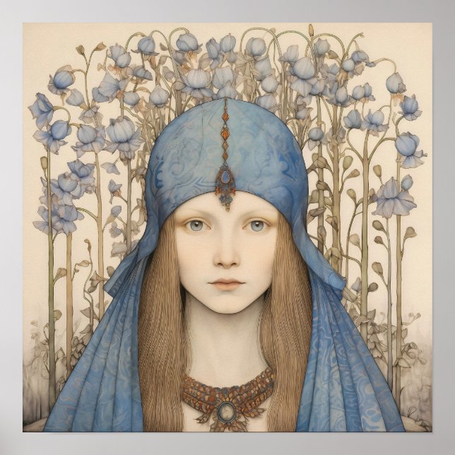 Bluebell Portrait Art Print  (Front)