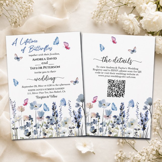 Bluebell Wildflowers All in One QR Code Wedding Invitation (Creator Uploaded)