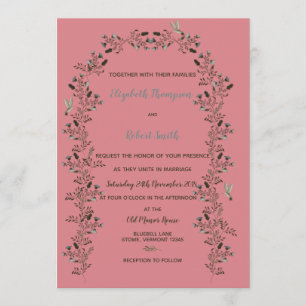 Bluebell Wildflowers Arch Wedding Set Dusty Rose Invitation