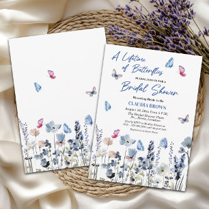 Bluebell Wildflowers Butterflies Bridal Shower Invitation