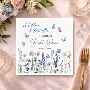Bluebell Wildflowers Butterflies Bridal Shower Napkin