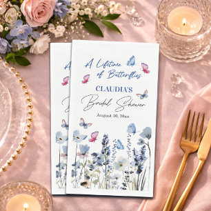 Bluebell Wildflowers Butterflies Bridal Shower Napkin