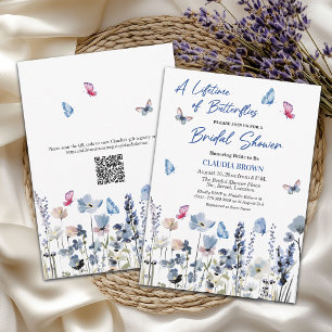 Bluebell Wildflowers QR Code Bridal Shower Invitation
