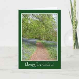 Bluebell Wood Congratulations Card: Welsh Greeting Card
