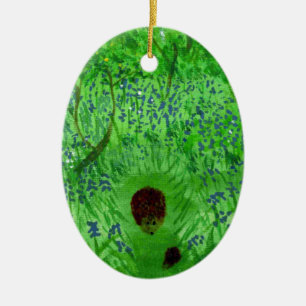 Bluebell Wood with Hedgehogs Ceramic Tree Decoration