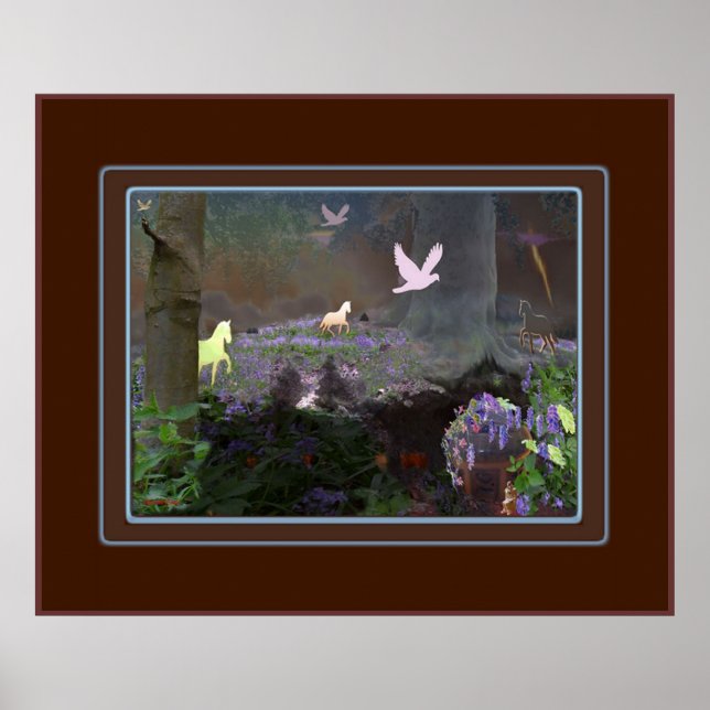 bluebellfield with unicorns poster (Front)