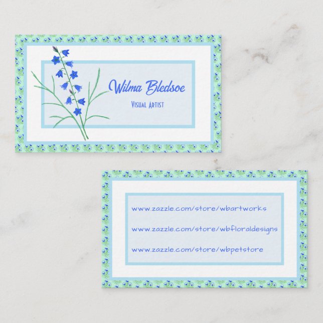 Bluebells and Blue Crocuses Pastel Business Card (Front/Back)