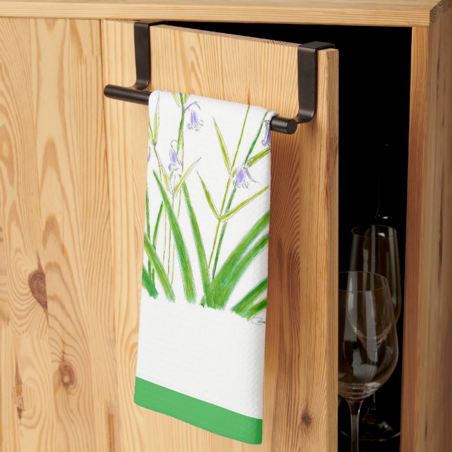 Bluebells and Stitchwort apron Tea Towel (Thirds Fold)