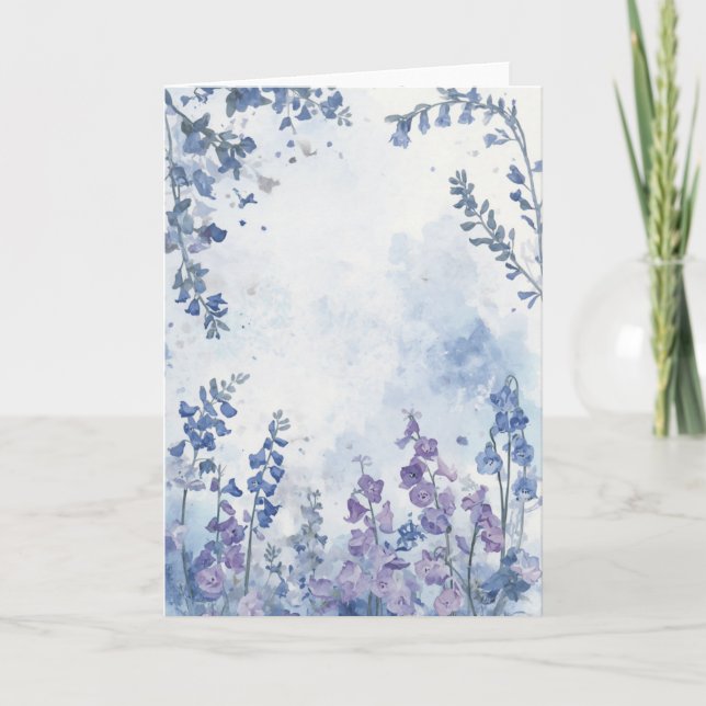 Bluebells and SweetPeas Watercolor Motif BlankCard Card (Front)