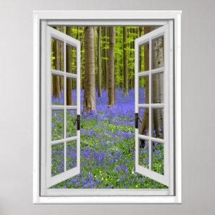 Bluebells and Trees View Fake Window Poster