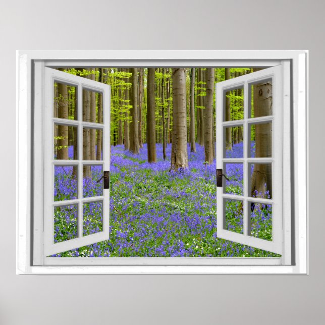 Bluebells and Trees View Faux Window Poster (Front)