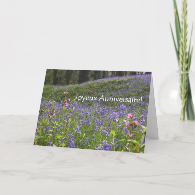 Bluebells  Birthday Card - French Greeting (Front)