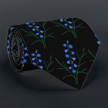 Bluebells Black Neck Tie<br><div class="desc">Bluebell flowers symbolise gratitude, humility, constancy and everlasting love. What could be a greater gift for your loved ones? The background and images can be customised/resized by clicking on the "Edit Design" button. Please click on "Tiling" to change the pattern or to change the current measurements of the images. Original...</div>