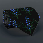 Bluebells Black Neck Tie<br><div class="desc">Bluebell flowers symbolise gratitude, humility, constancy and everlasting love. What could be a greater gift for your loved ones? The background and images can be customised/resized by clicking on the "Edit Design" button. Please click on "Tiling" to change the pattern or to change the current measurements of the images. Original...</div>