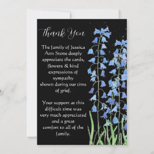 Bluebells Blue Floral Funeral Death Thank you Invitation