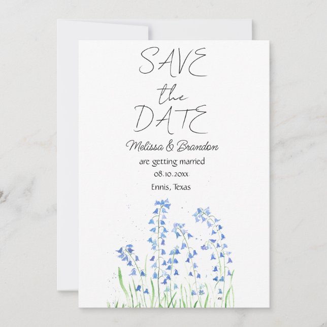 Bluebells Blue Floral Rustic Wedding  Invitation (Front)