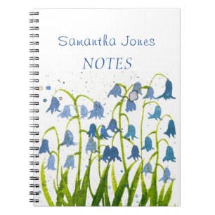 Bluebells Blue Floral Watercolor Botanical Nature Notebook