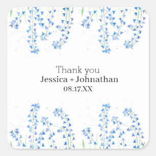 Bluebells Blue Floral Watercolor Flower Thank You  Square Sticker