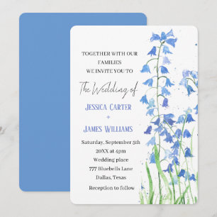 Bluebells Blue Floral Watercolor Spring Wedding Invitation