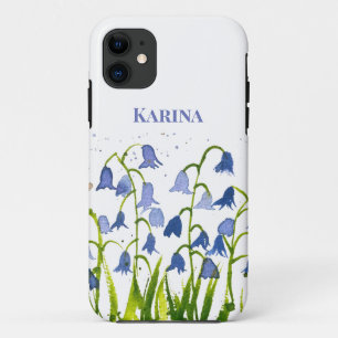 Bluebells blue floral Wildflower Nature Watercolor iPhone 11 Case