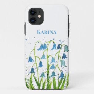 Bluebells blue floral Wildflower Nature Watercolor iPhone 11 Case