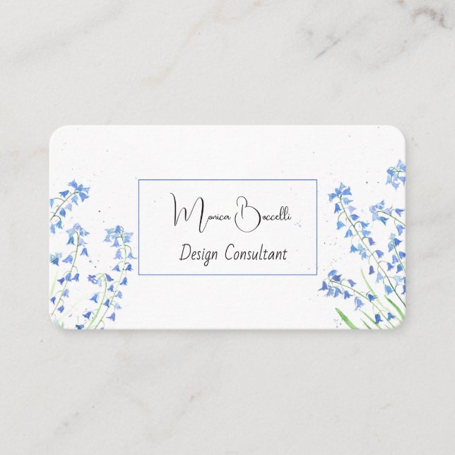 Bluebells Blue Floral Wildflowers Business Card (Front)