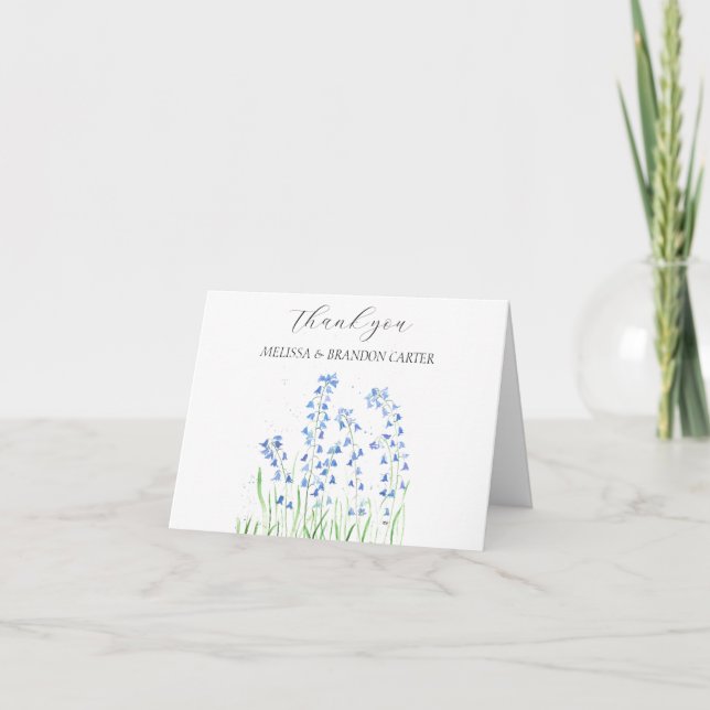 Bluebells Blue Flower Floral Wedding Thank you  Card (Front)