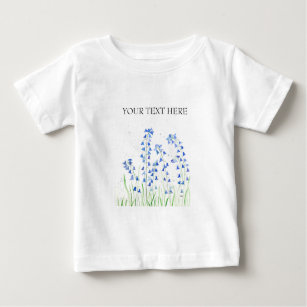 Bluebells blue flowers Add text watercolor pretty Baby T-Shirt