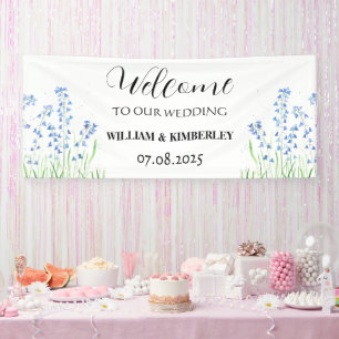 Bluebells Blue Flowers Rustic Elegant Wedding Banner
