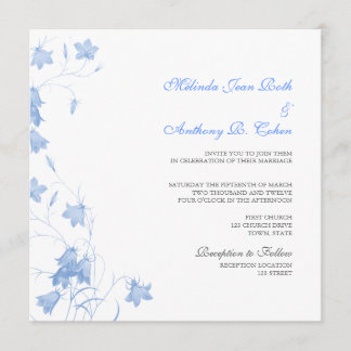 Bluebells - Blue Square Wedding Invitation