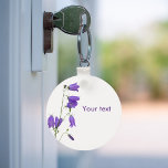 Bluebells florals white key ring<br><div class="desc">Bluebells with text template for your text,  name etc</div>