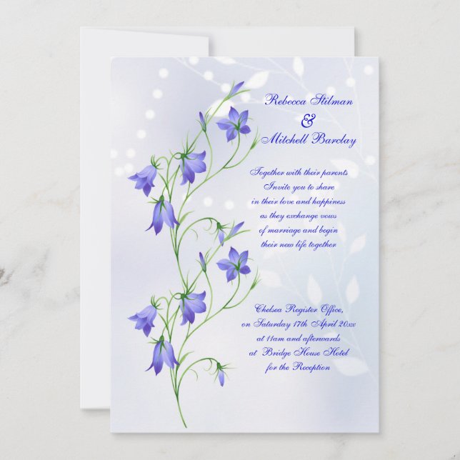 Bluebells flowers Wedding Invitation (Front)